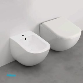 Ceramica Cielo "Fluid" Coppia Di Sanitari Sospesi Con Brida Bianco Lucido