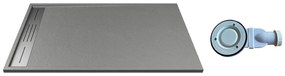 Piatto per doccia da posare o da incasso con sifone 140 x 90 cm in Resina Grigio - LYROSA