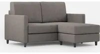 Divano 2 Posti con Pouf 138x155x85 cm Karay in Tessuto Grigio