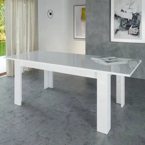 Tavolo Allungabile JESI 160 - Design Moderno Bianco Lucido