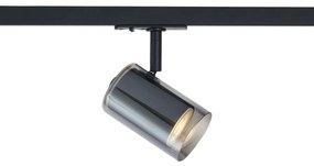 Faretto moderno nero con vetro fumé per sistema a binario monofase - Iconic Lloyd