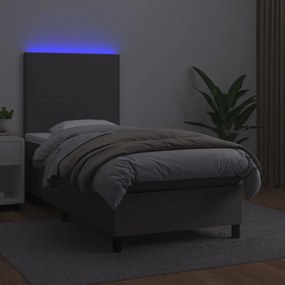 Giroletto molle con materasso e led grigio 100x200cm similpelle