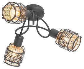 Plafoniera di design nera con oro 3 luci - Noud