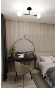 Plafoniera Moderna Morrigan 2 Luci In Acciao Nero E Sfere In Vetro Bianco