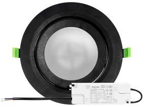 Faro LED Incasso 42W Nero Orientabile, Foro Ø210mm con driver Philips Colore Bianco Variabile CCT