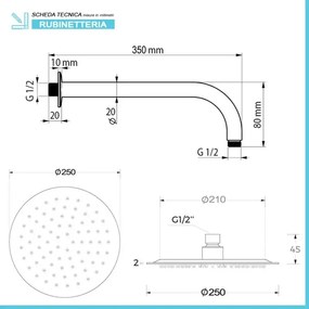 Set doccia incasso cromato con soffione 25 e kit doccia completo Gemini