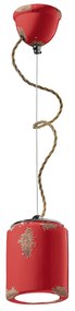 Lampadario Vintage Ceramica Rossa 1 Luce E27