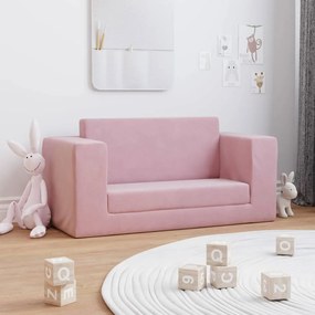 Divano Letto Per Bambini A 2 Posti Rosa İn Morbido Peluche /