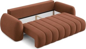 Divano color terracotta allungabile/con contenitore con rivestimento in bouclé 266 cm Pele – Makamii