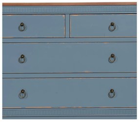 Cassettiera bassa blu in legno di abete 115x90 cm Shabby - Ixia
