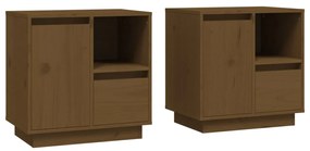 Comodini 2 pz miele 50x34x50 cm in legno massello di pino