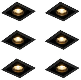 Set di 6 faretti da incasso moderni neri orientabili - Roof