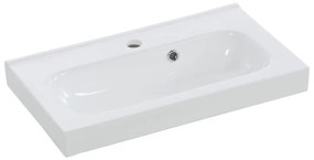 Lavabo integrale a incasso bacino al centro rettangolare Remix L 61 x H 6.5 x P 35 cm in ceramica bianco