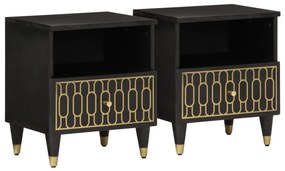 Comodini 2pz 40x33x46 Cm İn Legno Massello Di Mango /