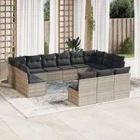 Set Divani Giardino 13 pz con Cuscini Grigio Chiaro Polyrattan 3250231