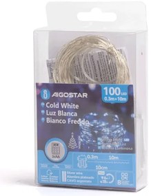 Aigostar - Catena LED natalizia da esterno 100xLED/8 funzioni 10,3m IP44 bianco freddo