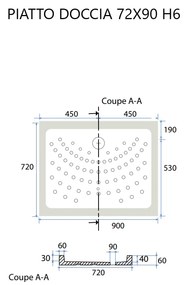 Piatto Doccia 70X90 In Ceramica H6 Antiscivolo | Matera