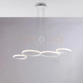 Sospensione in metallo e alluminio laccato bianco con led integrato...