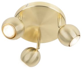 Faretto rotondo retrò in ottone con placca a soffitto 3 luci - Gissi
