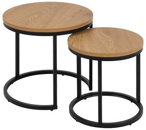 Set di tavolini rotondi con piano effetto rovere 2 pz ø 45 cm Spiro - Actona