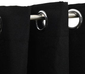 Tenda Oscurante Effetto Lino con Occhielli 290x245 cm Nera