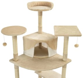 Albero per gatti e tiragraffi in sisal 203 cm beige e bianco