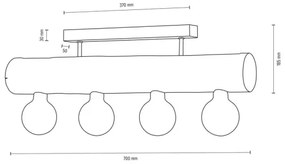 Spot-Light DO6997456 - Lampadario a soffitto TRABO 4xE27/60W/230V pino
