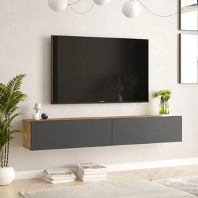 Mobile Tv Sospeso 180x32x30 Effetto Legno Rovere e Antracite Future