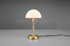 Don ii lampada da tavolo cupola vetro bianco e metallo ottone satin...