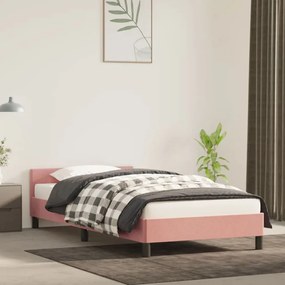 Giroletto Con Testiera Senza Materasso Rosa 80x200 Cm Velluto /