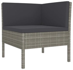 Set Divani da Giardino 11 pz con Cuscini in Polyrattan Grigio