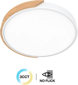 Plafoniera LED Rotonda 36W CCT Ø500mm Legno/Bianco