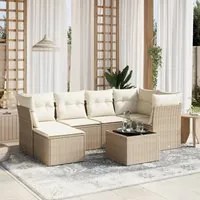 Set Divani da Giardino 7 pz con Cuscini Beige in Polyrattan 3263184