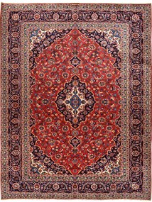 Kashan Tappeto 390x300 Rosso (Iran) Annodato A Mano