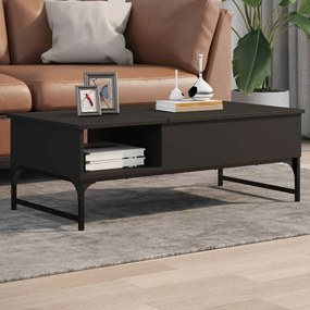Tavolino Salotto Nero 100x50x35 Cm Legno Multistrato E Metallo /