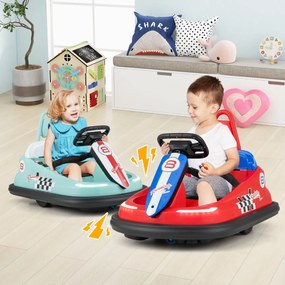 Costway Auto bumper elettrica per bambini con rotazione a 360° doppi motori 2 velocità, Giocattolo bumper elettrico 3 Colori