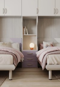 Cameretta David linea Fly finitura Cenere Wood, Bianco e Malva