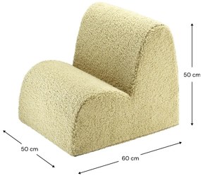 Poltrona per bambini verde con rivestimento in bouclé Cloud – Wigiwama