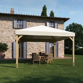 Gazebo Nikko in legno struttura beige, copertura bianco L 414 x P 414 x H 345 cm