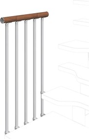 Balaustra in kit IRIS Bria per pianerottolo in acciaio argento, corrimano in legno noce L 120 cm, fissaggio a parete