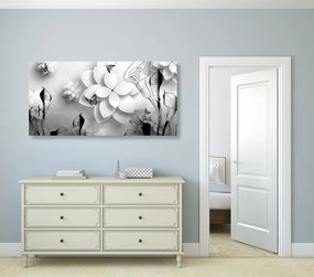 Stampa su tela – Fiori astratti in bianco e nero