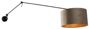 Applique nera con paralume in velluto tortora 35 cm orientabile - Blitz