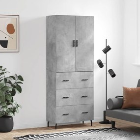 Credenza Grigio Cemento 69,5x34x180 Cm İn Legno Multistrato /