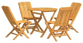Set da pranzo per giardino 5 pz in legno massello di teak