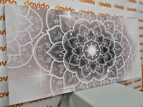 Stampa su tela – Mandala orientale in bianco e nero