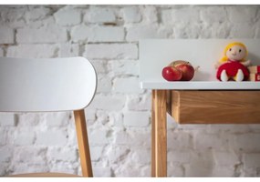 Scrivania bianca con base in frassino, lunghezza 85 cm Luka - Ragaba