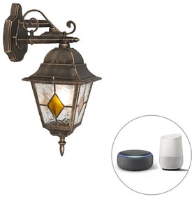 Lanterna da parete per esterni vintage intelligente in bronzo incl. Wifi A60 - Antigua