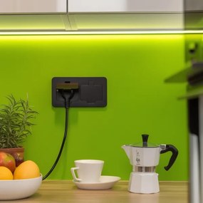 Solight 5B323B - Presa doppia da incasso a pavimento per esterno IP55 nero rettangolare