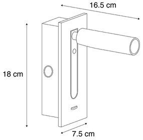 Lampada da parete moderna nera con LED inclusi - Plaza