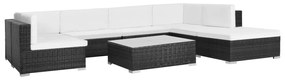 Set divani da giardino 8 pz con cuscini in polyrattan nero